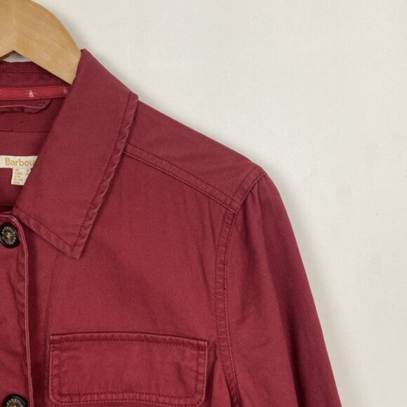 Barbour 6 Saltwater Overshirt Burgundy Red Mulberry Cotton - Picture 5 of 13